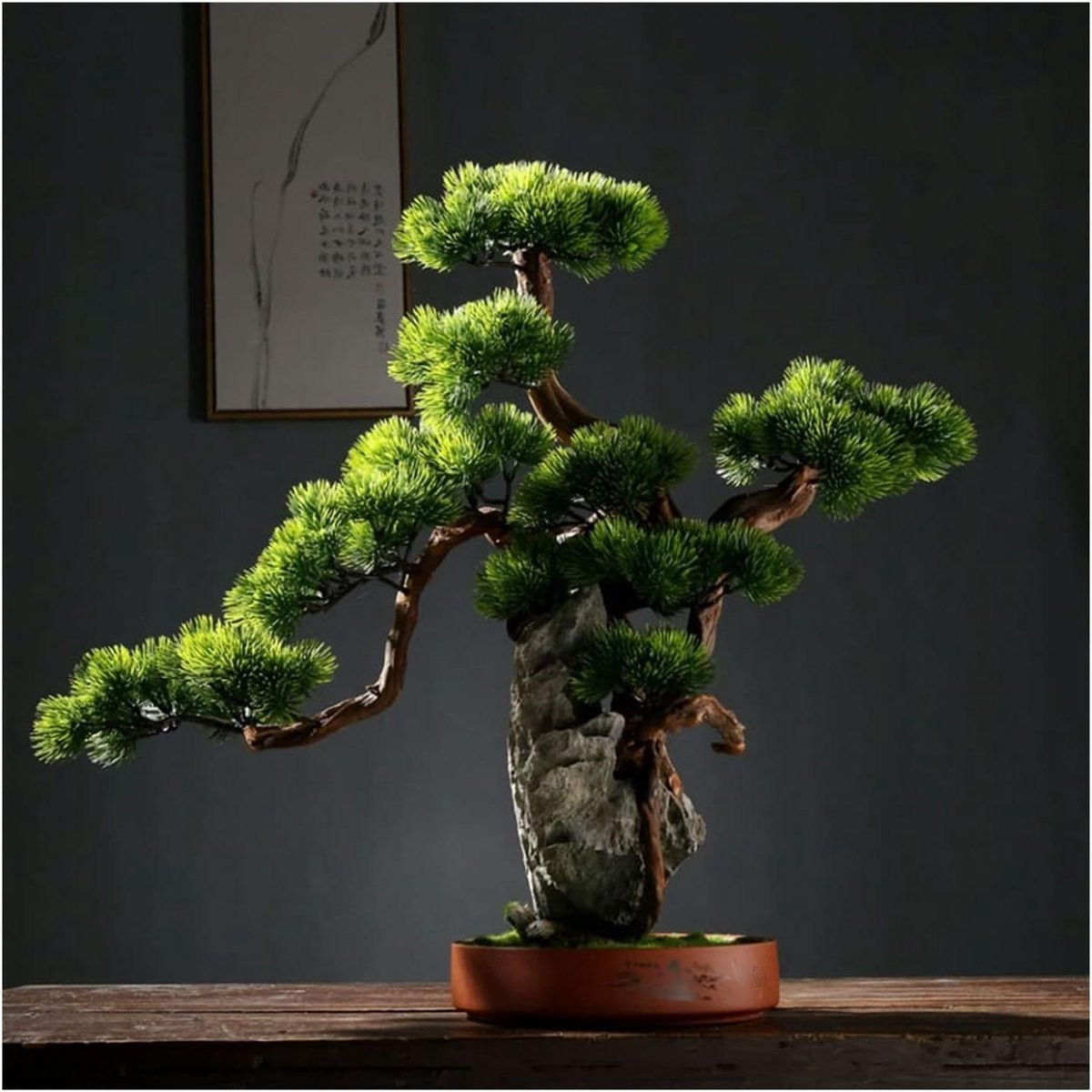 Kunstplant Bonsai Nep Pijnboom Groen Hoogte: 55 cm