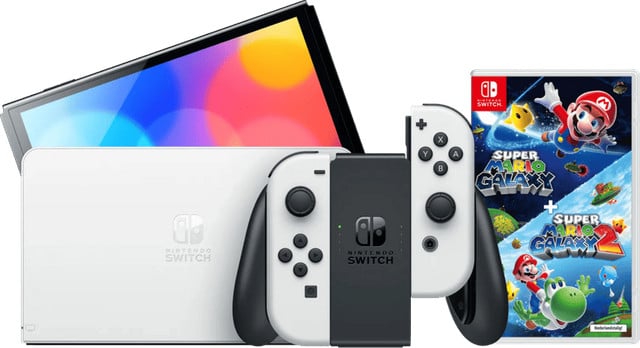 Nintendo Switch OLED Wit met Super Mario Galaxy 1+2