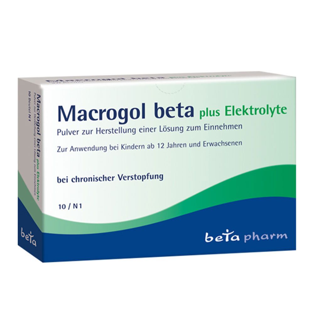 Macrogol beta plus Elektrolyte Plv.z.H.e.L.z.Einn. 10 St Pulver zur Herstellung einer Lösung zum Einnehmen