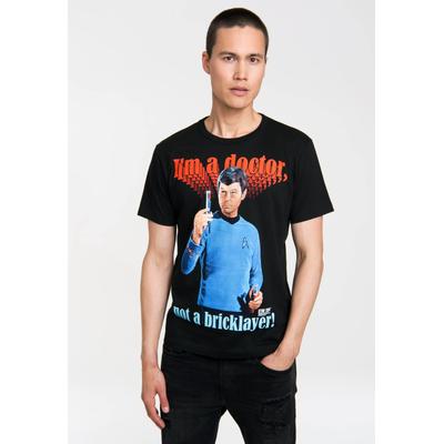 T-Shirt LOGOSHIRT "I\\\m A Doctor Not A Bricklayer Doktor McCoy", Herren, Gr. M, schwarz, 100% Baumwolle, bedruckt, normal, Rundhals, Shirts T-Shirt, mit hochwertigem Siebdruck