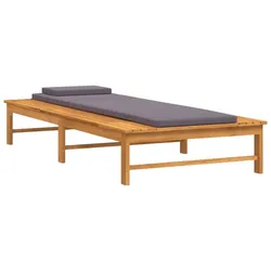 Helloshop26 - Sonnenliege Deckstuhl Sonnenbett Gartenbett Terrassenmöbel Gartenmöbel und Kissen/Polster dunkelgraues massives 02_0012773