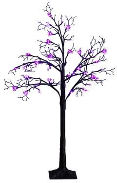 Nearly Natural 4-ft Pre-Lit Artificial Halloween Spider Twig Tree with 48 Lights - Green