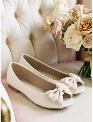 LightInthebox Women's Peep-Toe Ballet Flats with Bow Detail, Elegant Outdoor Resort Footwear