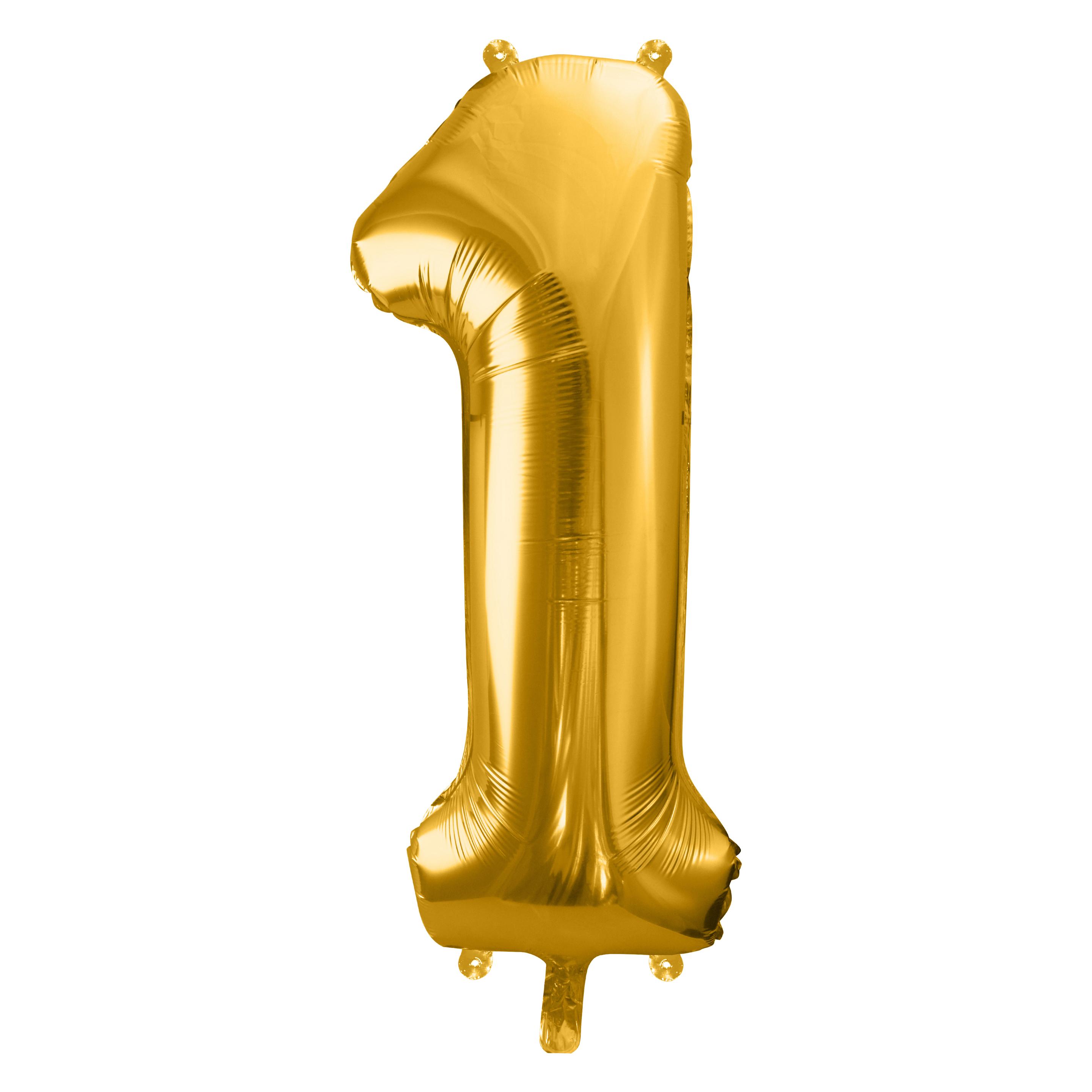 Partydeco Alu-Ball Ziffer "1" Gold (1x) (FB1M-1-019)