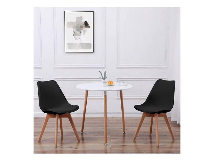 LuxusKollektion Essgruppe Esszimmergruppe 3teilig Esstisch Stühle 2 Schwarz Stühle Weiß Esstisch