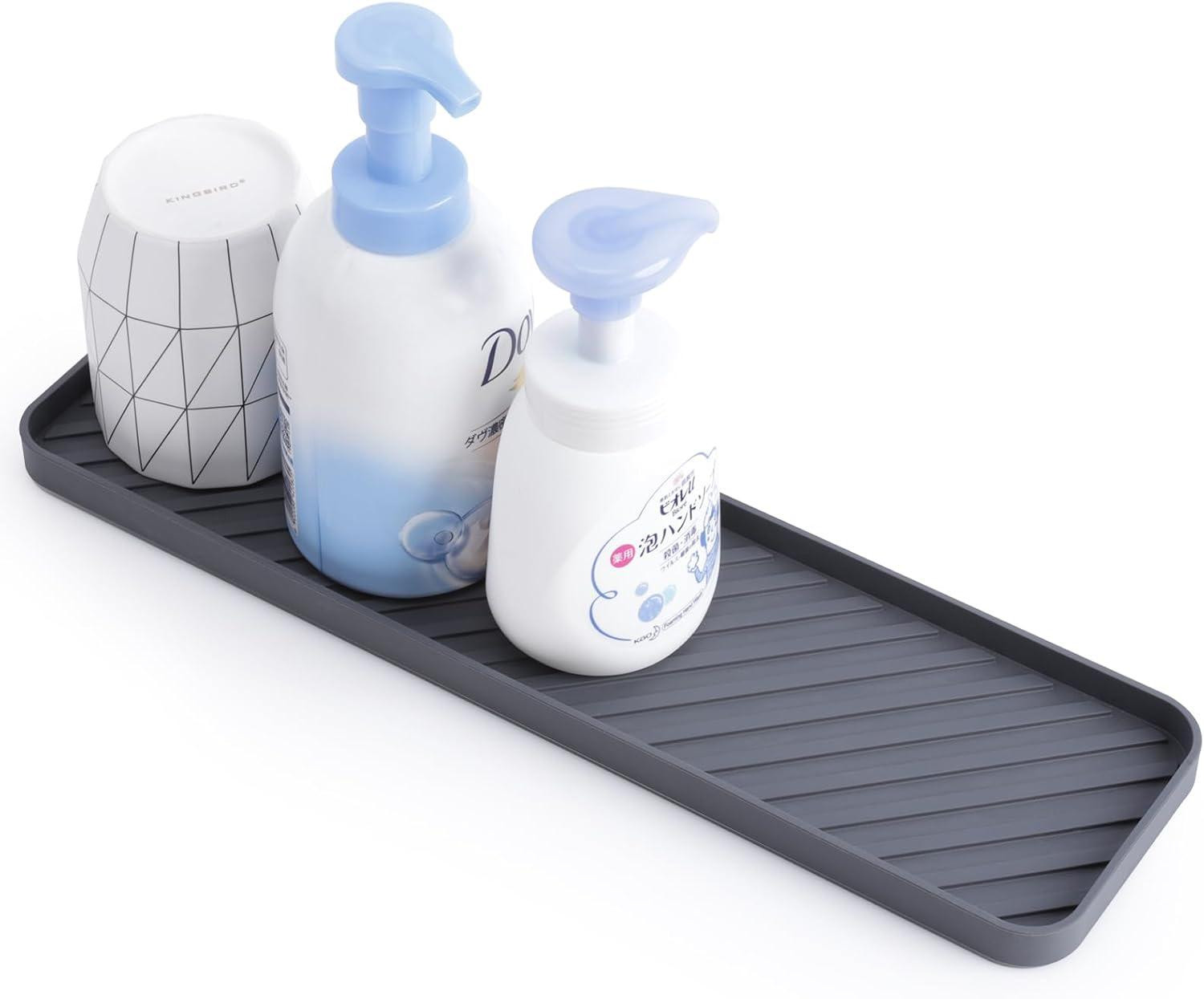 Merkloos Siliconen afdruipmat voor keuken en badkamer, donkergrijs, 40 cm