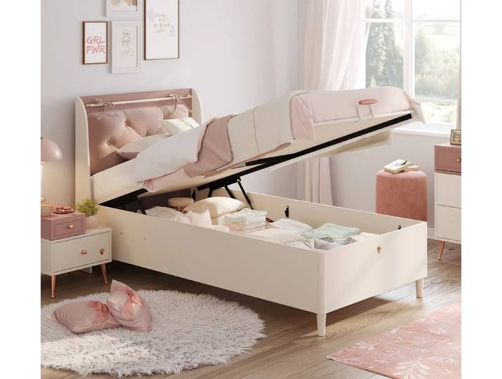 Möbel-Zeit Stauraumbett ELEGANCE – 100x200 / 120x200 cm – Altrosa & Roségold