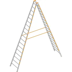 Layher Sprossenstehleiter TOPIC 18 Sprossen, Aluminiumleiter 2x18 Sprossen, beidseit...