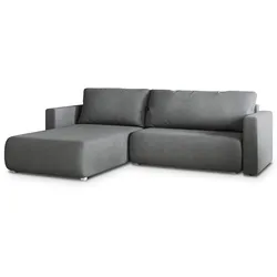 ECKSOFA TURIN Grau Geflochtener Stoff mit Schlaffunktion
