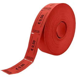 CombiCraft Rote Euro-Wertmarken Rolle – 0,50 € - 5 Rollen á 1000 Abrisse