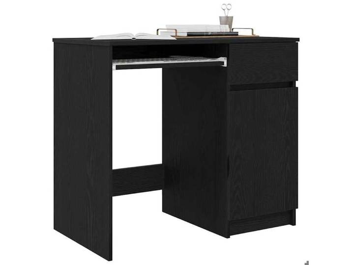 Noir MEUBLE INFORMATIQUE (1 Personne）- Capacité 60 kg - Bureau secrétaire rectangulaire chêne noir 86x49x76cm - Bois d'ingénierie 29