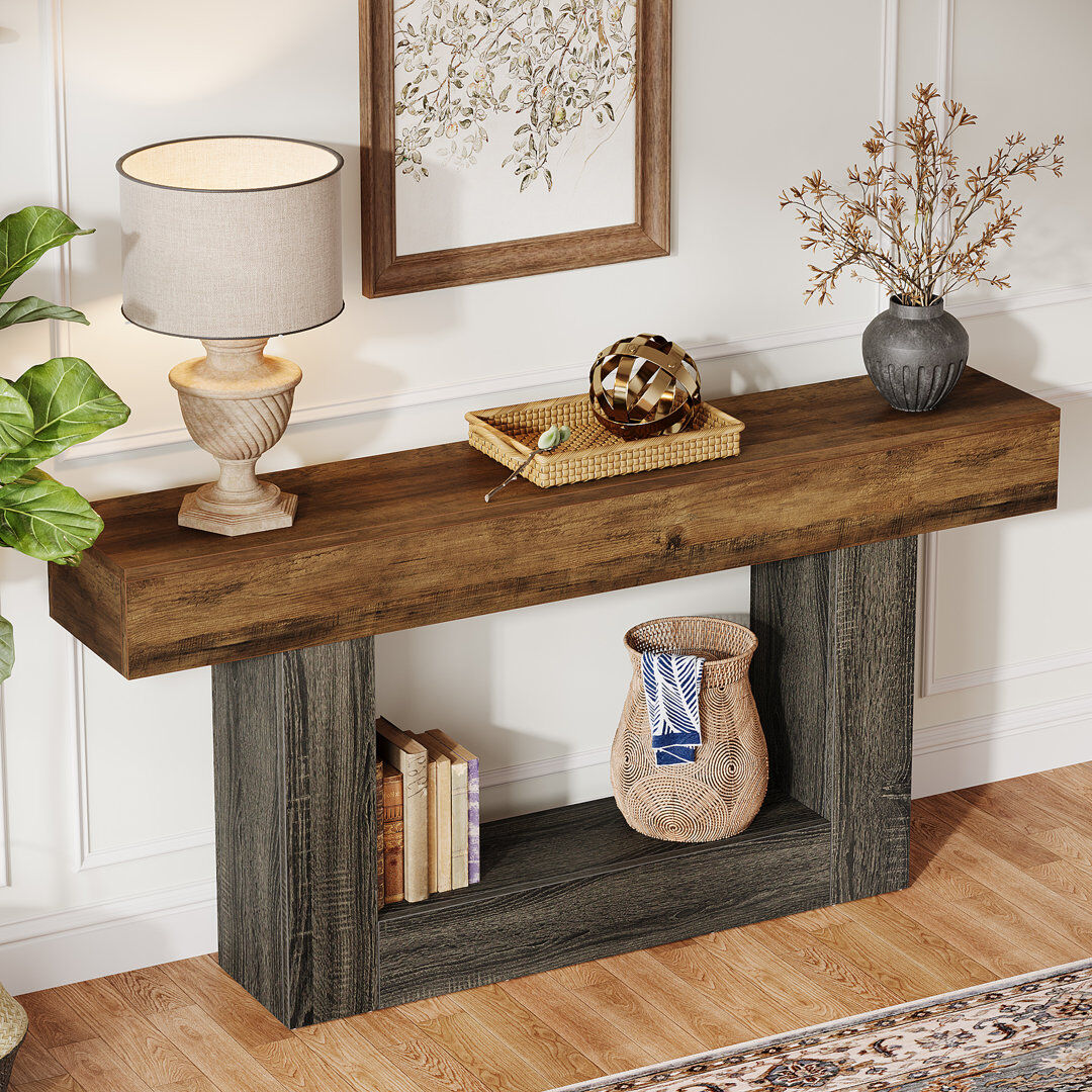 Blue Elephant 160cm Console Table Grey/Vintage Brown 82cm H X 160cm W X 30cm D