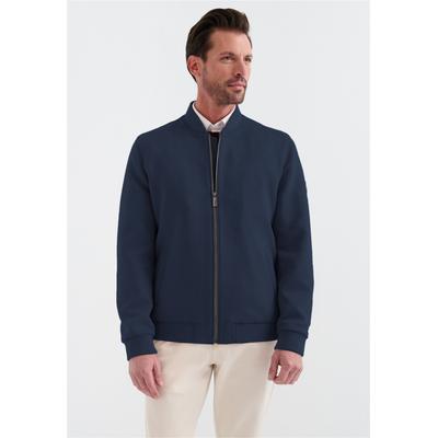 Lederimitatjacke PIERRE CARDIN "Bomber", Herren, Gr. S, blau (blau, dunkelblau), 100% Lederimitat, unifarben, normal, V-Ausschnitt, Jacken, im Bomber-Stil
