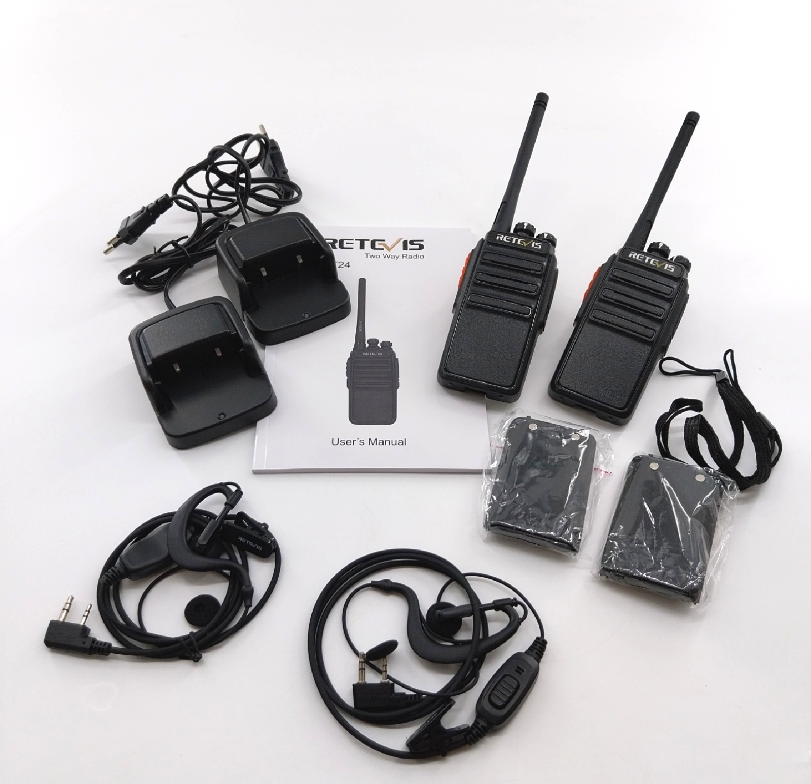 Retevis RT24 Plus draadloos communicatiesysteem, 16 kanalen, PMR walkie-talkie met ruisonderdrukking voor recreatief gebruik