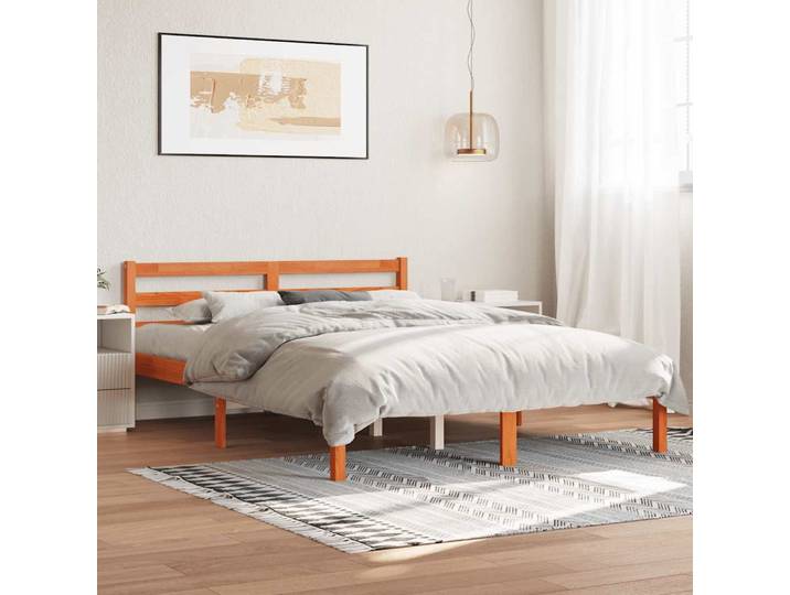 vidaXL Bettrahmen Wachsbraun 120 x 190 cm Solid Pine Wood, Plywood