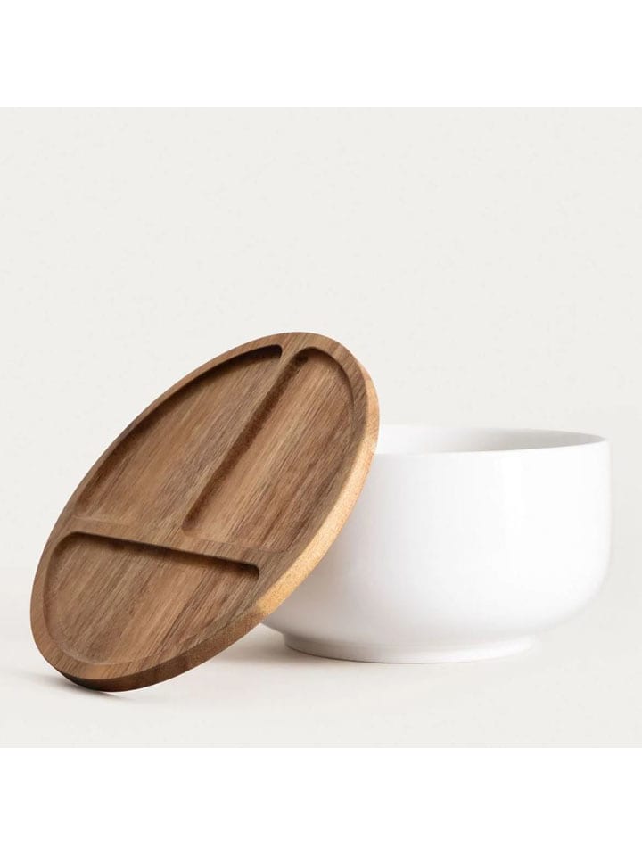 Homla Servierschale "Mooka" in Weiß/ Braun - Ø 24 cm - onesize
