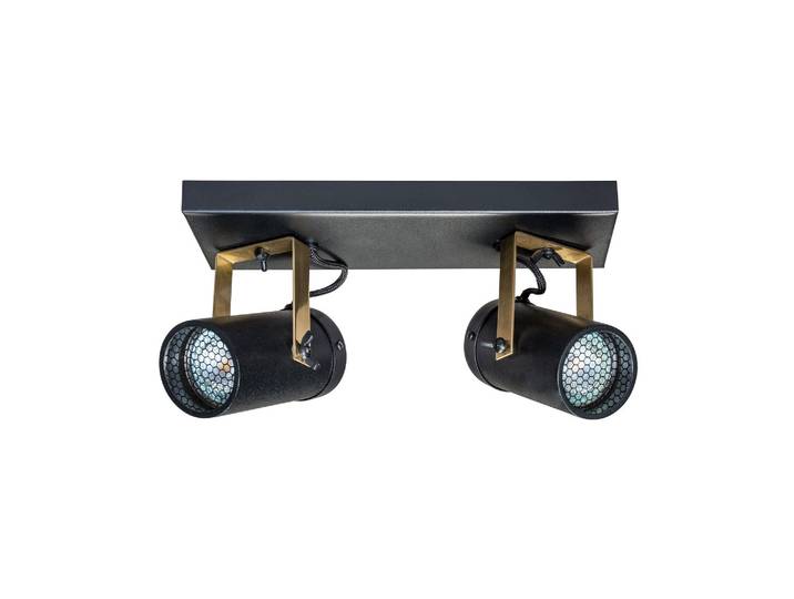 Double spot en métal noir, GU10, 2 ampoules, orientable, plaque d