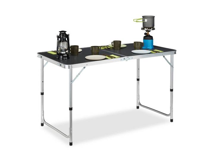 Relaxdays Campingtisch Silber Grau klappbar 120x60 cm, Mehrfarbig, Metall, Kunststoff, 120x70.5x60 cm, Esszimmer, Esstische