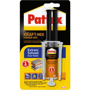Pattex 2-Komponenten-Kleber Kraft Mix Extrem, 12g, auf Epoxidharz Basis, transparent, wasserfest