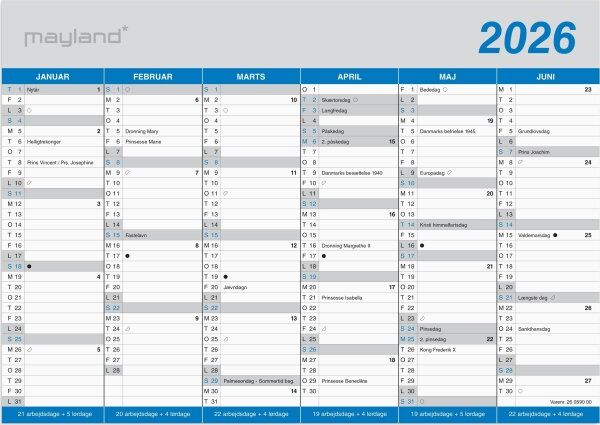 Mayland 2026 Kontorkalender Klassisk, A4