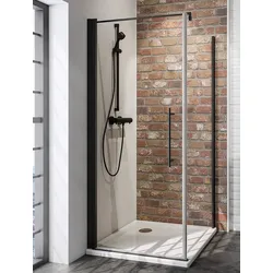 Schulte  Alexa  Style  2.0  Drehtür  mit  Seitenwand  900x900x1920  mm  Schwarz  inkl.  fixil-Siegel  und  Stabilsationsbügel