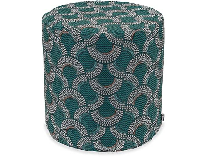H.O.C.K. Zima Hocker Sitzhocker rund ø45x45cm Gemustert in Zwei Farben (Hocker rund 45x45cm, Petrol)