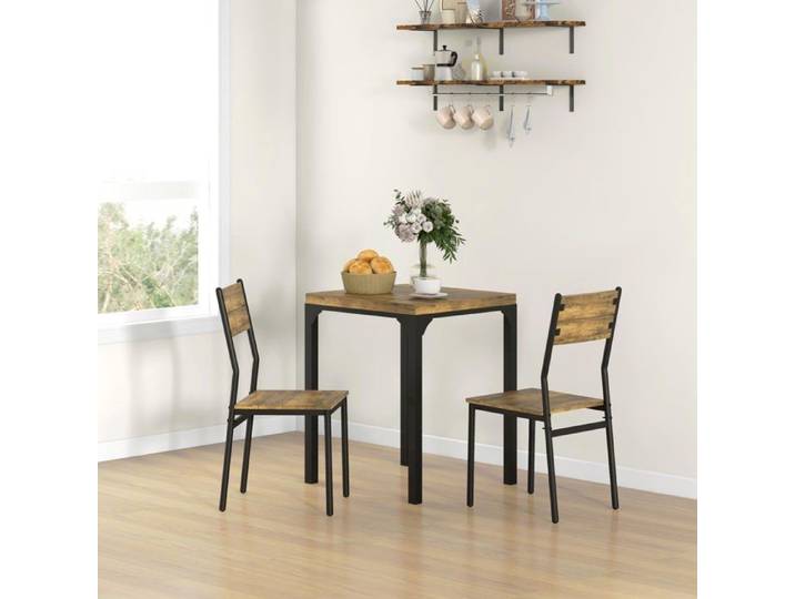 Ensemble table à manger avec 2 chaises encastrables pour cuisine salon maison rustique