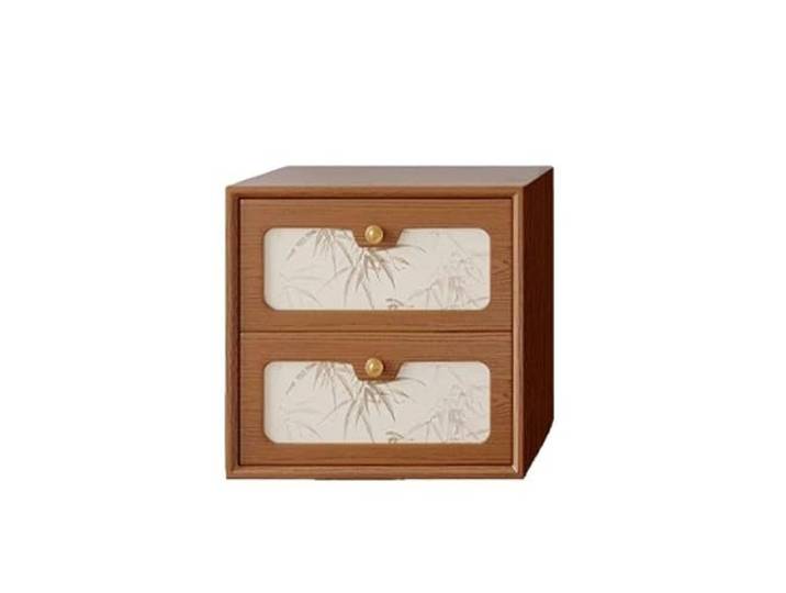 Nachtkästchen Vintage-Aufbewahrungsschrank aus Holz mit 2 Schubladen Kunstdekorative Schubladenpaneele, kompakte Aufbewahrung for Schlafzimmer und Wohnzimmer