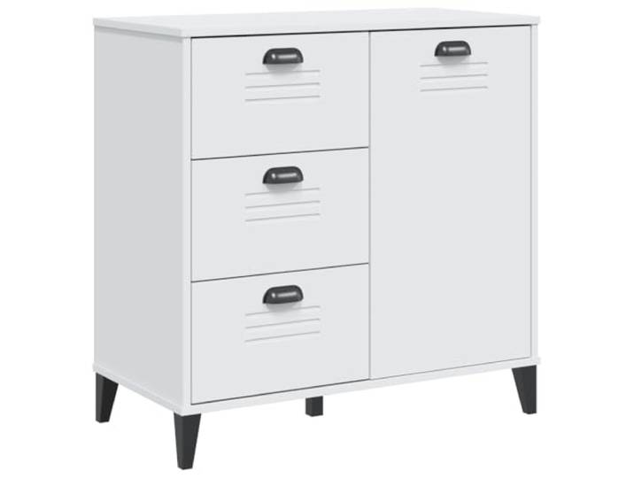 Fisinber Sideboard VIKEN Kommode in Weiß 80x40x80 cm Holzwerkstoff Vielseitiger Beistellschrank mit 3 Schubladen und Tür für Wohnzimmer, Schlafzimmer oder Flur im Industrie Design.