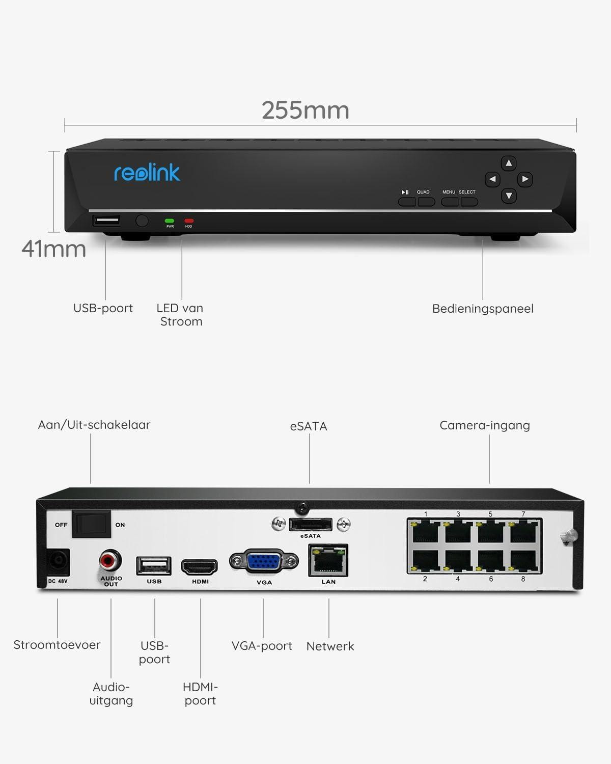 Selius 8-kanaals PoE NVR Network Video Recorder met 2TB Harde Schijf voor CCTV Beveiligingssysteem