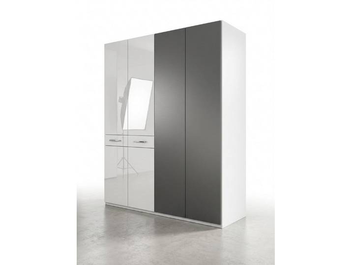 Xlmoebel Kleiderschrank Kleiderschrank Türer Grau Modern Eleganter Schrank Drehtürschrank (1-tlg)