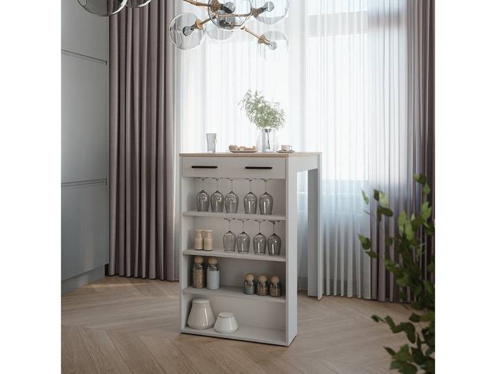 Vicco Bartisch, Weiß/Sonoma, 67 x 100 cm Bartisch (1-St)