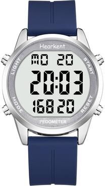 Perfect Picks Market Hearkent Pedometer Watch Digital Fitness Watch With Step Counter & Calorie Tracker For Walking silver Shell blue