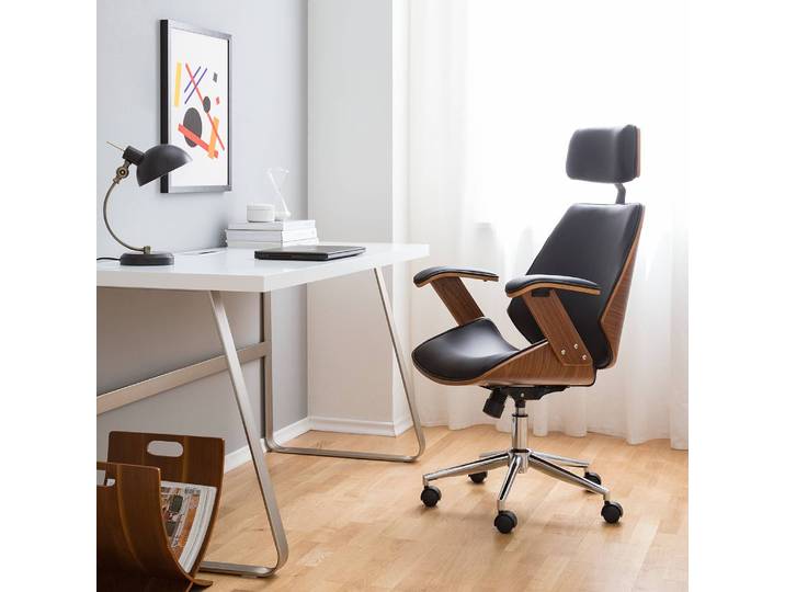 Bürodrehstuhl Viiki 66 x 121 x 71cm Schwarz/Schwarz/Walnuss