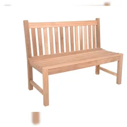 DELUKE Gartenbank OMAR 2-Sitzer ohne Armlehnen - 120cm Breit, Teak, Hellbraun | Terrassenbank Wetterfest Sitzbank Outdoor Bank