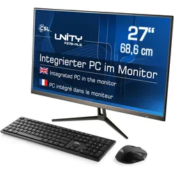 CSL All-in-One-PC Unity F27B-ALS, QWERTZ Layout (DE) (256 GB, 16 GB, Intel UHD Graphics), PC, Schwarz