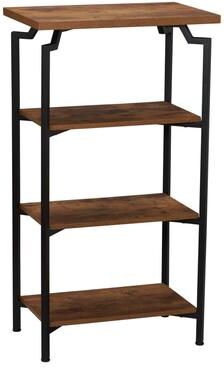 Household Essentials Modern 4-Tier Wood Shelf, Black Oak