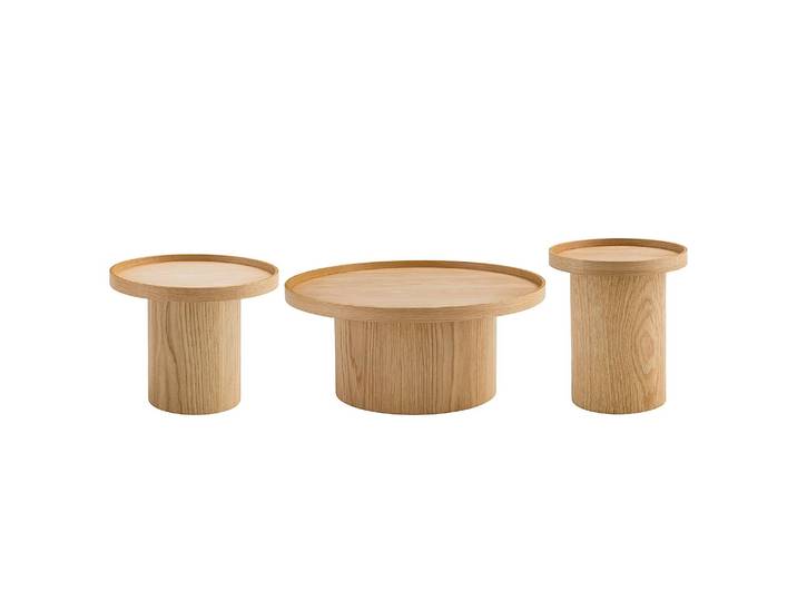 Couchtisch-Set BOURAPIL 3-teilig Ø 80cm Braun/Beige/Eiche