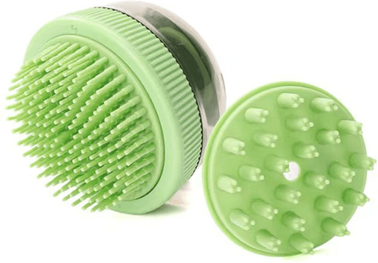 Inspired Deals Refillable Pet Bath Brush With Shampoo Dispenser For Cats & Dogs Deep Clean Massage Grooming green