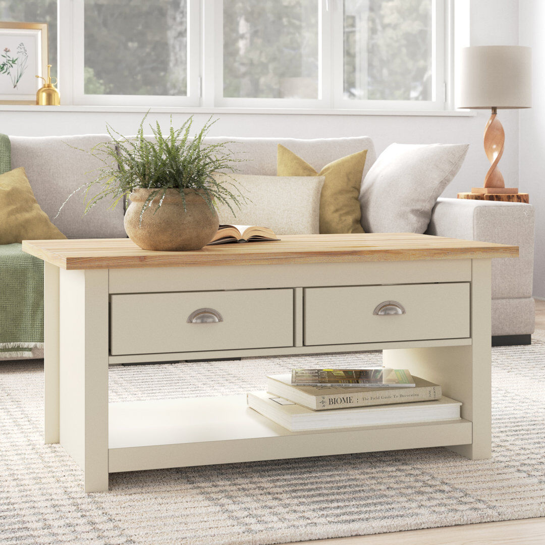 Fernleaf Aquitaine Coffee Table with Storage Oak Wood 50cm H X 105cm W X 60cm D