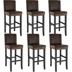 TecTake GmbH tectake Barhocker aus Kunstleder - 6er Set braun