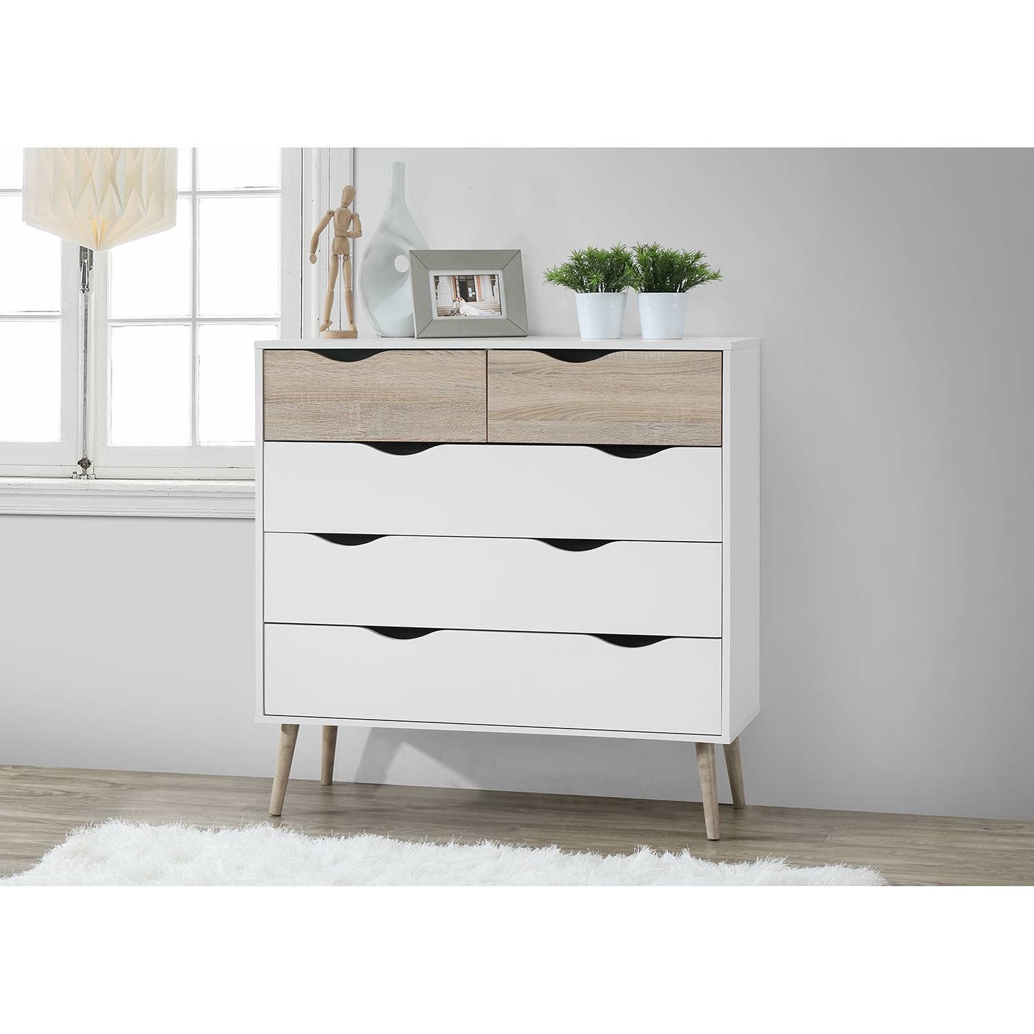 home24 Kast II wit/eikenhout, B: 99 cm, H: 101 cm, D: 39 cm
