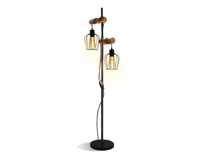 ZMH Stehlampe Welven 40/22/151 cm, Schwarz, Metall, Holz, Vintage, E27, 22x151x40 cm, Lampen & Leuchten, Innenbeleuchtung, Stehlampen