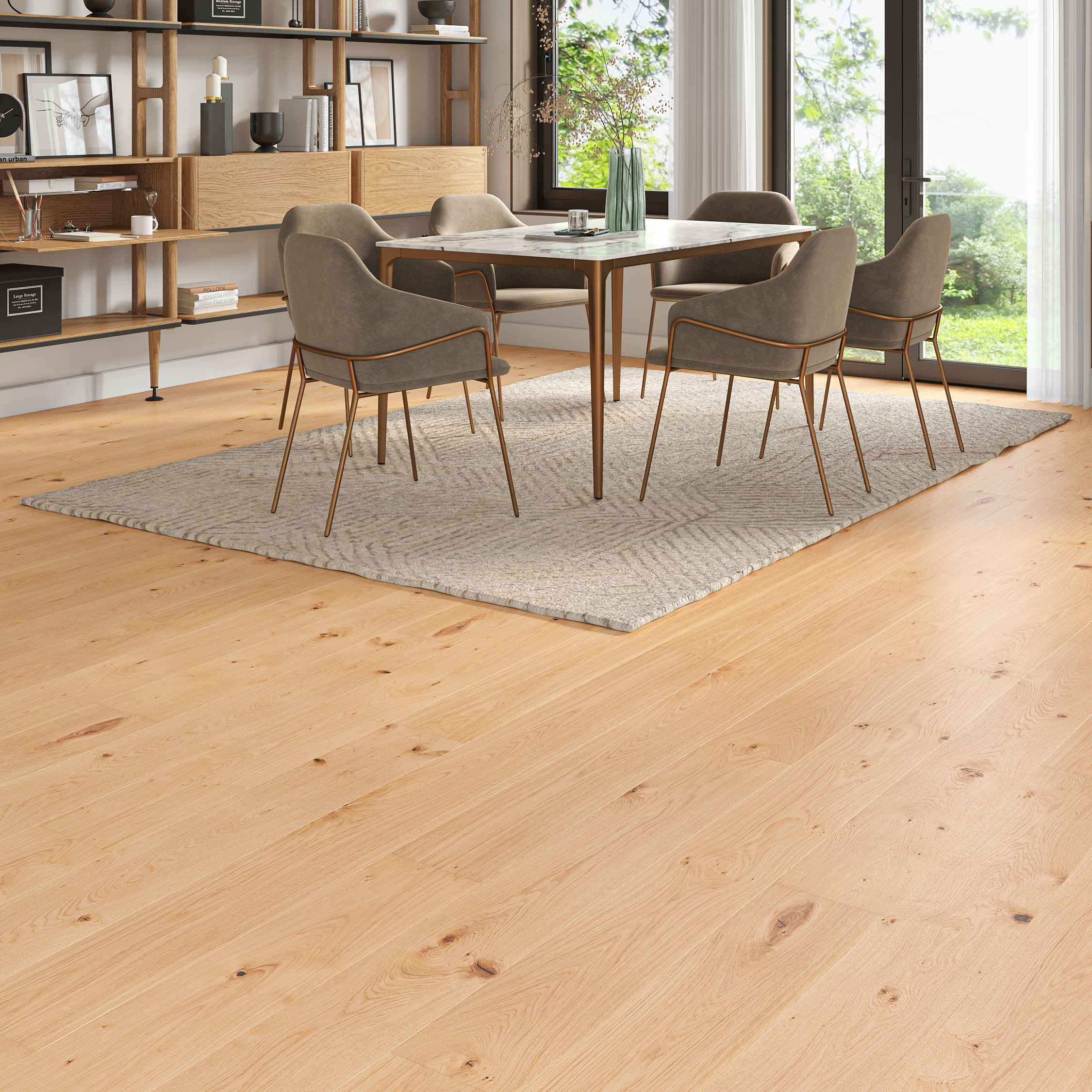 Luxury Flooring Light Engineered Oak Brushed & Lacquered Flooring - 14mm x 1900mm x 190mm