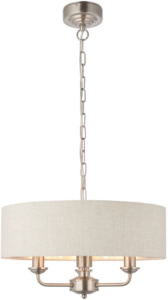 Fairmont Park Landover 3 - Light Drum Chandelier Brushed Chrome/Natural 30cm H X 48cm W X 48cm D