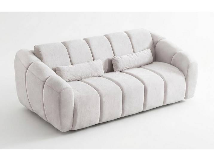 JVmoebel 3-Sitzer Sofa 3-Sitzer Modern Weiß Bequem Couch Polstersofa Wohnzimmer, 1 Teile, Faltbar, Manuell verstellbar, Mit Kissen, Verstellbar, Verstellbare
