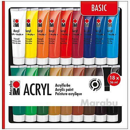 Marabu Acrylfarben, 18x 36 ml