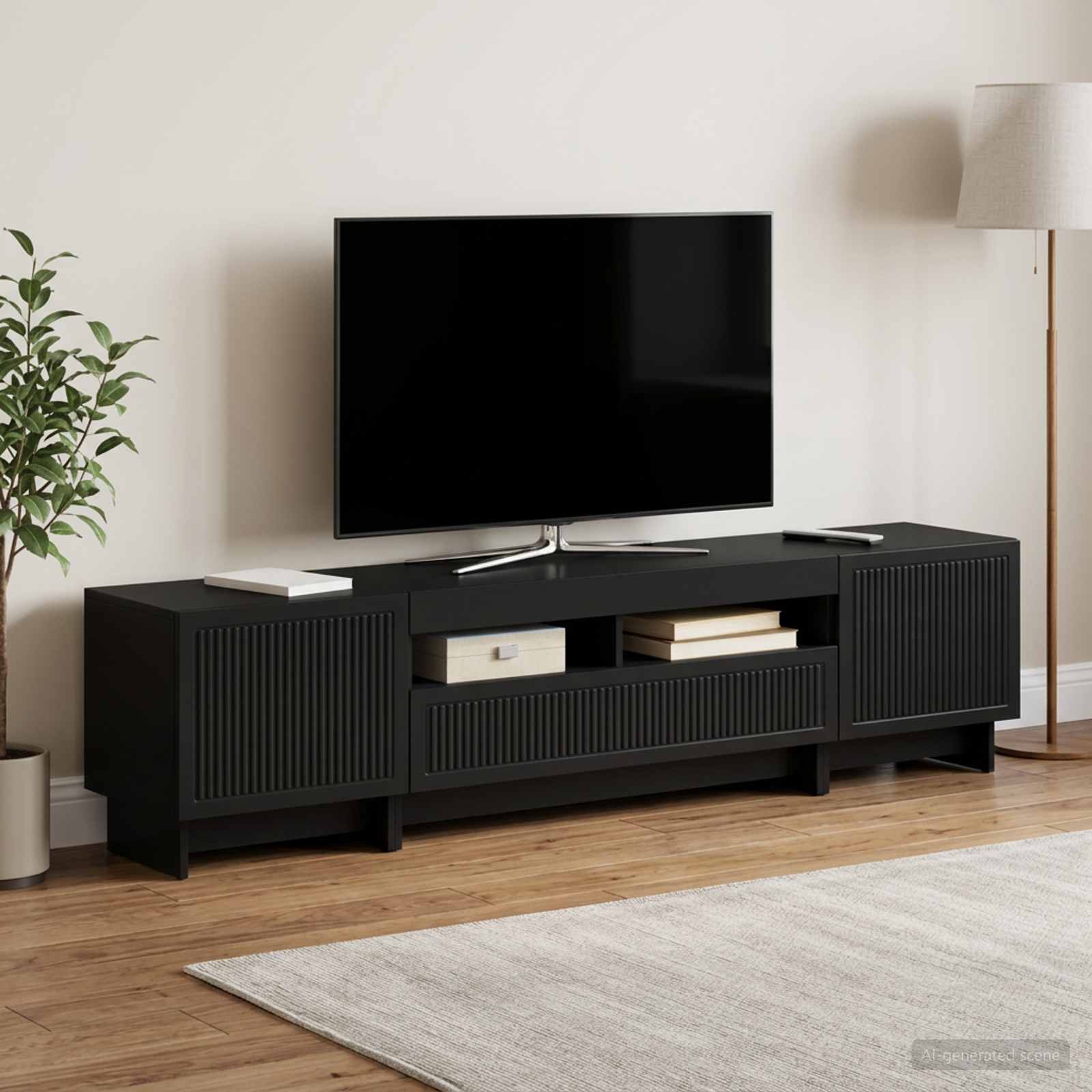 vidaXL Meuble TV LED 5 pièces Noir Bois d'ingénierie