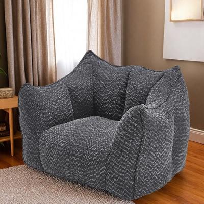 "47.2"" Chenille Square Lazy Sofa Chair with Highly Resilient Foam and Armrests and Handle Design"