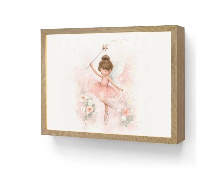OnlyWow Nachttischlampe MIT Akku Ballerina - Fee - Blumen - Rosa 40x30 cm, Rechteckig, LED integrated, 40x30x8 cm, Lampen & Leuchten, Innenbeleuchtung, Nachtlichter